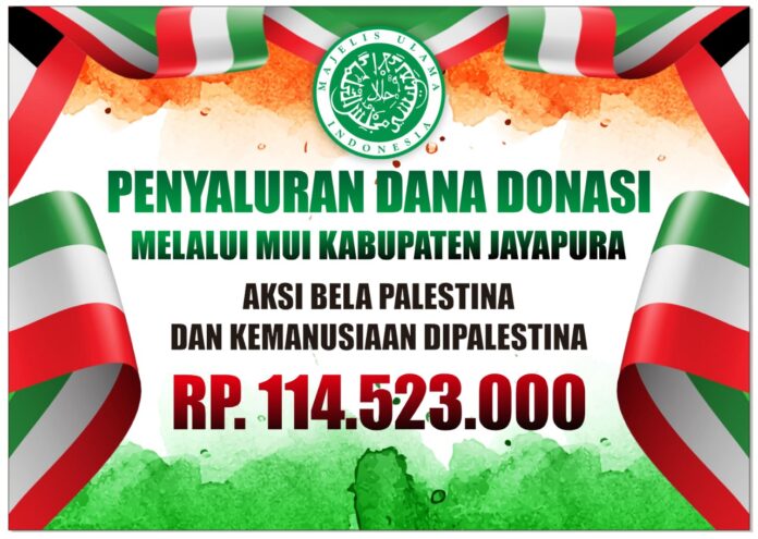 mui-kabupaten-jayapura-salurkan-donasi-rp-144-juta-untuk-palestina